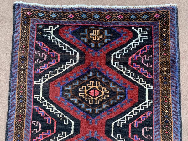 Vintage Red Wool Runner Rug 2.1x8.9 Ft Afghan Handwoven - Image 4