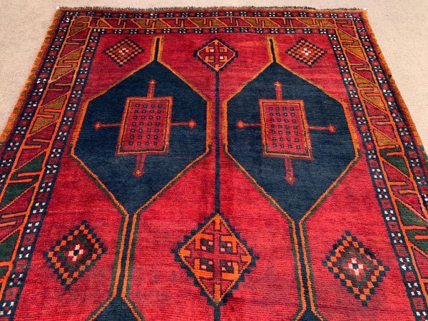 Vintage Black Handwoven Wool Rug 7.1x10.1 Ft - Image 3