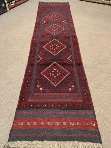 Vintage Red Afghan Handmade Wool Rug - Full View